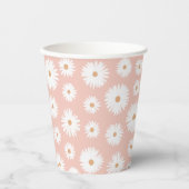 Pink Boho Daisy Birthday Party Pappbecher (Vorderseite)