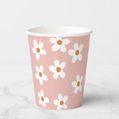 Pink Boho Daisy Birthday Party Pappbecher (Vorderseite)