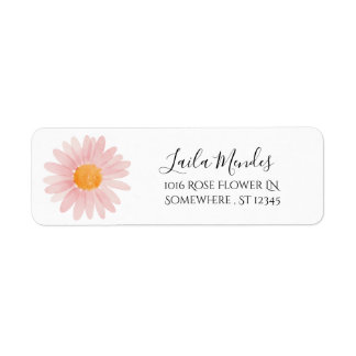 Pink Boho Daisy Birthday Party Return Address