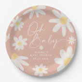 Pink Boho Daisy Blume Paper Teller (Vorderseite)