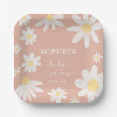 Pink Boho Daisy Blume Paper Teller (Vorderseite)