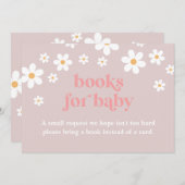 Pink Boho daisy Books for Baby Einladung (Vorne/Hinten)