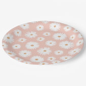 Pink Boho Daisy Floral Girl Babydusche Pappteller (Schrägansicht)