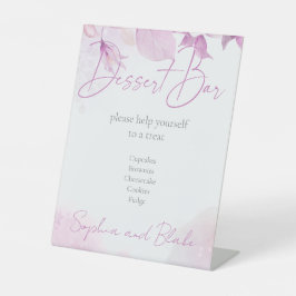 Pink Boho Dessert Bar Wedding Pedestal Schild