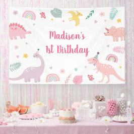 Pink Boho Dinosaur Geburtstag Banner