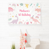 Pink Boho Dinosaur Geburtstag Banner (InSitu)