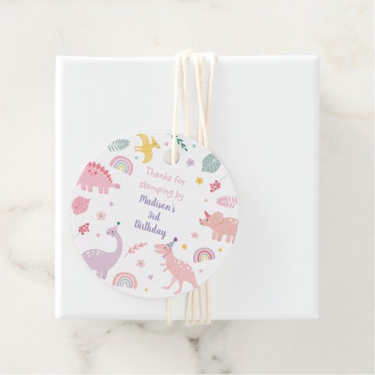 Pink Boho Dinosaur Geburtstag Geschenkanhänger (Beispiel)