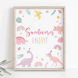 Pink Boho Dinosaur Sweetivores Geburtstagszeichen Poster