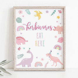 Pink Boho Dinosaurier Herbivores Geburtstagszeiche Poster