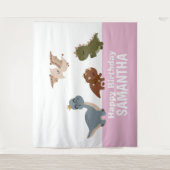 Pink Boho Dinosaurier Hintergrund Wandteppich (Vorderseite)