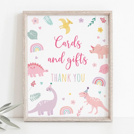 Pink Boho Dinosaurier Karten und Geschenke Geburts Poster