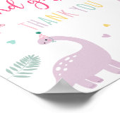 Pink Boho Dinosaurier Karten und Geschenke Geburts Poster (Ecke)