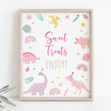 Pink Boho Dinosaurier Sweet Leckereien Geburtstags