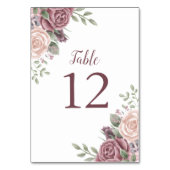 Pink Boho Dusty Rose Aquarell Blumentisch Nummerns Tischnummer (Rückseite)