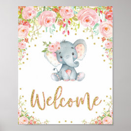 Pink Boho Elephant Baby Dusche Begrüßung Dekoratio Poster