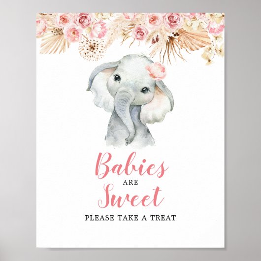 Pink Boho Elephant Girl Babies sind Sweet Sign Poster (Vorne)