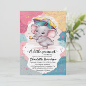 Pink Boho Elephant Girl Baby Dusche Einladung (Stehend Vorderseite)