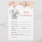 Pink Boho Elephant Girl Baby Prediction Game (Vorderseite)
