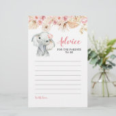 Pink Boho Elephant Girl Baby Showcard (Stehend Vorderseite)