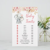 Pink Boho Elephant Girl Baby Shower Baby Tracks (Stehend Vorderseite)