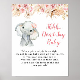 Pink Boho Elephant Girl Babydusche Sage nicht Baby Poster