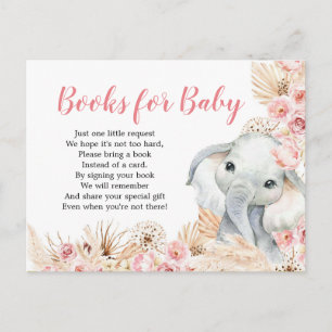 Pink Boho Elephant Girl Showbücher für Baby Einladungspostkarte