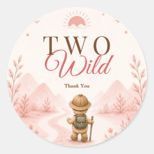 Pink Boho Explorer Kindergeburtstag Runder Aufkleber
