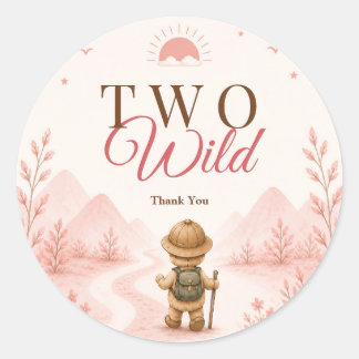 Pink Boho Explorer Kindergeburtstag Runder Aufkleber