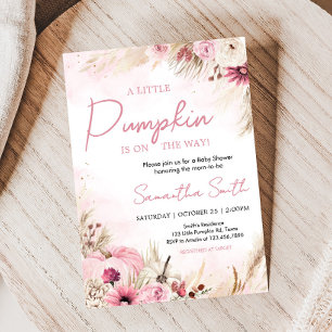 Pink Boho Fall Pumpkin Baby Dusche Einladung