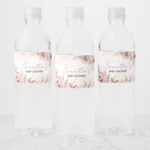 Pink Boho Fall Pumpkin Baby Dusche Wasserflaschenetikett