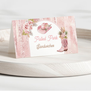 Pink Boho First Rodeo 1. Geburtstagsnahrung Platzkarte