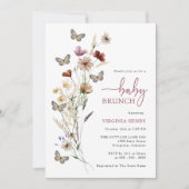 Pink Boho Floral Baby Brunch Einladung (Vorderseite)