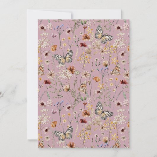 Pink Boho Floral Baby Brunch Einladung (Rückseite)