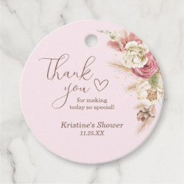 Pink Boho Floral Baby Dusche Danke Nachricht Geschenkanhänger