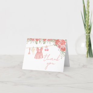 Pink Boho Floral Baby Dusche Dankeskarte