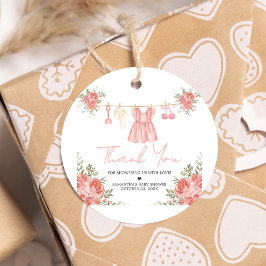Pink Boho Floral Baby Dusche Runde Geschenkanhänger