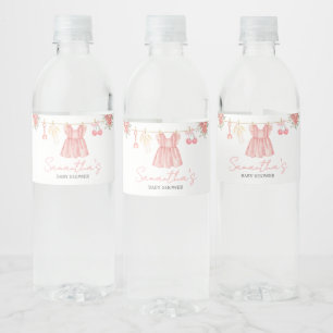 Pink Boho Floral Baby Dusche Wasserflaschenetikett