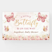Pink Boho Floral Butterfly Babydusche Banner (Horizontal)