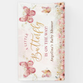 Pink Boho Floral Butterfly Babydusche Banner (Vertikal)