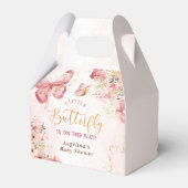Pink Boho Floral Butterfly Babydusche Geschenkschachtel (Rückseite)