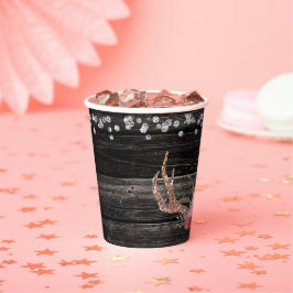 Pink Boho Floral Deer Antlers Rustikaler Glanz Pappbecher