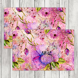 PINK BOHO FLORAL GRUNGE DECOUPAGE SEIDENPAPIER