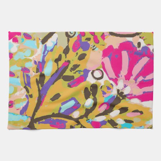 Pink Boho Floral I Geschirrtuch (Horizontal)