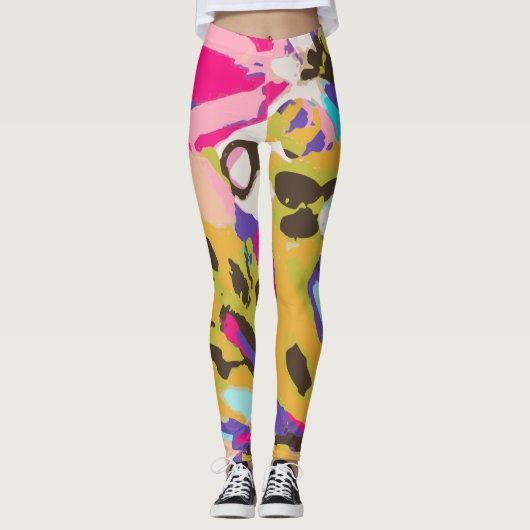 Pink Boho Floral I Leggings (Vorderseite)