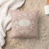 Pink Boho Floral Monogramm Kissen (Decke)