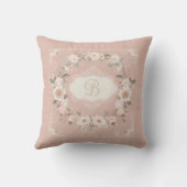 Pink Boho Floral Monogramm Kissen (Rückseite)