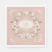 Pink Boho Floral Monogramm Serviette (Vorderseite)