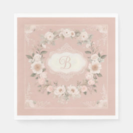 Pink Boho Floral Monogramm Serviette