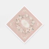 Pink Boho Floral Monogramm Serviette (Ecke)