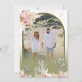 Pink Boho Floral Pampas Cactus Foto Wedding Save The Date (Rückseite)